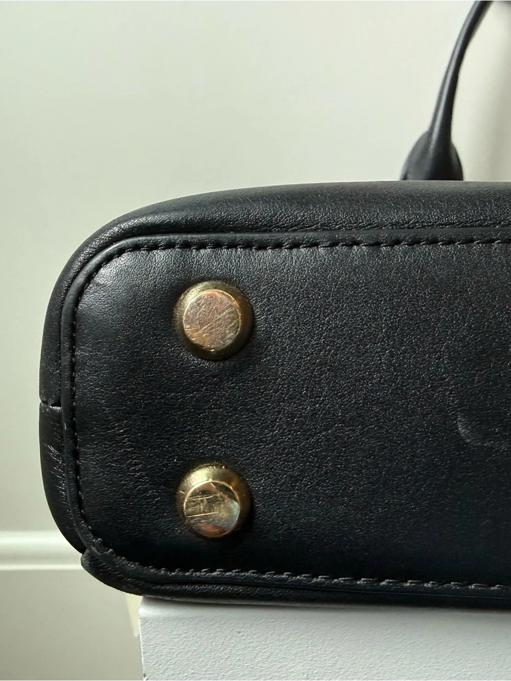 Tumi Black Leather Tote with Gold Hardware